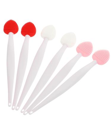 Beaupretty Silicone Exfoliating Lip Brush 6pcs Double Sided Lip Scrubber Soft Face Cleaning Applicator Tool for Plump Smoother Lip Dark Lips