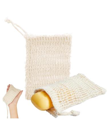 Filet Savon x 2 en Coton Bio Sac de Savon en Fibre Naturelle et Cordon de Serrage pour Massageet Exfoliation