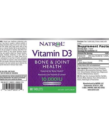 Natrol Vitamin D3 10000 IU 60 ct - Essential Immune Support - Buy Online on GoSupps.com