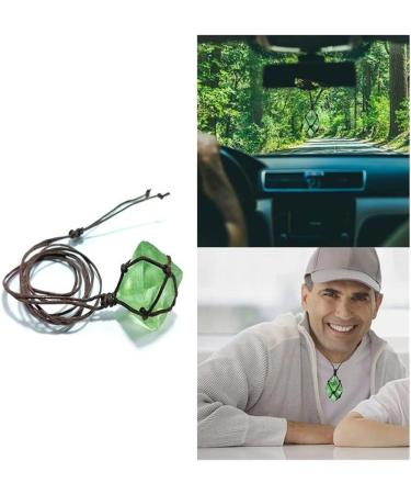 Gift for Family Natural Emerald Crystal PendantDT Gemstone Wand Reiki Green Fluorite Wrap Braid Necklace Yoga Macrame for Men Women Lucky Stone Natural Stones Room Decoration Stone Mineral Specimen - Buy Online on GoSupps.com