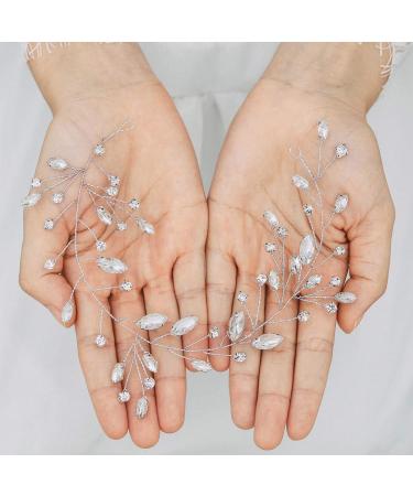 Handcess Bridal Wedding Headband | Silver Crystal Leaves Hair Accessories for Bride & Bridesmaids - Buy Online on GoSupps.com