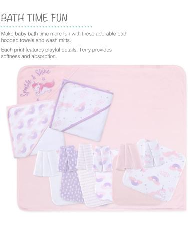 The Peanutshell Baby Bath Towel & Wash Cloth Set in Pink/Purple/White  23 Pieces  Unicorn & Rainbow - Buy Online on GoSupps.com