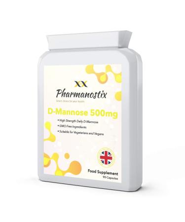 Pharmanostix D-Mannose 500mg Per Capsule High Strength Daily Serving (1500mg) 90 Vegan Friendly Capsules (Not Tablets) 100% Natural Premium D Mannose Suitable for Vegans Made in The UK