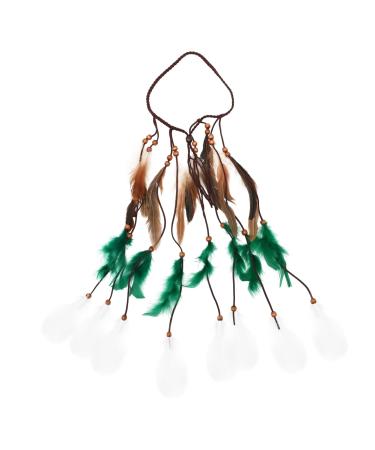 MERRYHAPY Feather Headband Women Bohemian Headband Hair Accessories Hair Accessories Hair Ties Feather Head Chain Peacock Headpiece Party Headband Earring Folk-custom Women's