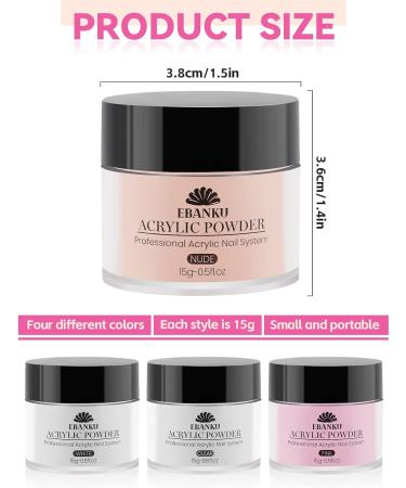 EBANKU Acrylic Powder Set - 4 Professional Colors for Nail Extension & Carving | Long-Lasting Formula, No Lamp Required - Buy Online on GoSupps.com