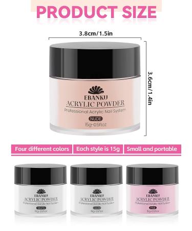 EBANKU Acrylic Nail Powder Set - 4 Colors Professional DIY Kit for Colored Acrylic Nails - Buy Online on GoSupps.com