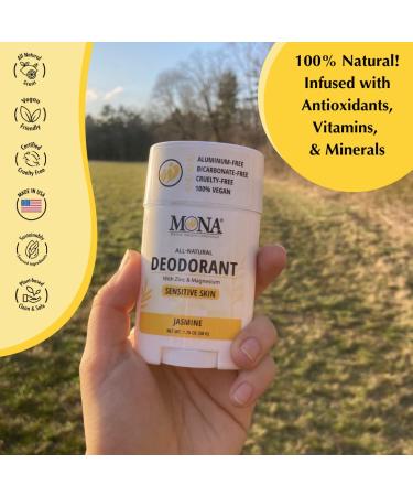 MONA BRANDS All Natural Deodorant For Women & Men | For Sensitive Skin | No Aluminum or Baking Soda | (JASMINE 1.76 Oz) - Buy Online on GoSupps.com