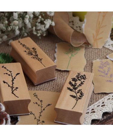Dizdkizd 8-Piece Plant and Flower Wooden Rubber Stamp Set for DIY Crafts and Scrapbooking - Buy Online on GoSupps.com