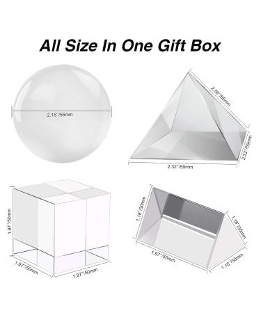 4 Pack K9 Optical Crystal Prism Set - Triangular Prism, Crystal Ball, Cube, Pyramid - Ideal for Science, Photography, and Play - Buy Online on GoSupps.com