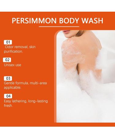  ZHJZGS Persimmon 3-Pack Body Wash Bottles - Natural Odor Removal - 100ml - Gentle Unisex Formula for All Skin Areas - Deep Cleansing and Odor Control - Buy Online on GoSupps.com