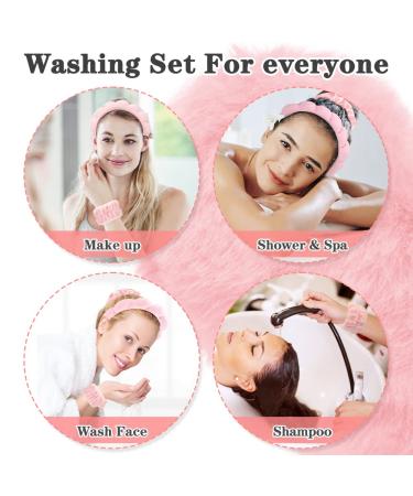 FOSUYI Makeup Headband and Towels Wristbands Set for Washing Face - Pink Spa Accessories for Women - Buy Online on GoSupps.com