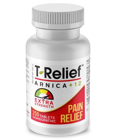 MediNatura T-Relief Extra Strength Arnica +12 Natural Homeopathic Actives for Joint Muscle Aches Pains & Soreness for Women & Men - 250 Tablets