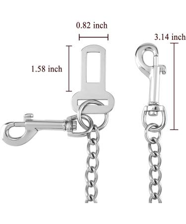 Mogokoyo Stainless Steel No chew Dog Car Seat Belt Pet Vehicle Safety Restraint Tether Heavy Duty Big Canine Dog Car Leash Strap with Double Clip and Latch Attachment-25 Inch 25.5 Inch/65 CM - Buy Online on GoSupps.com