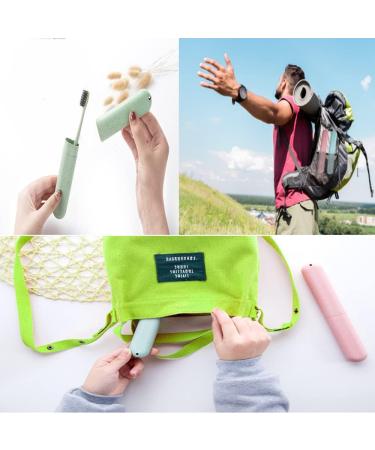 2 Pcs Toothbrush Case Toothbrush Travel Case Cover Portable Toothbrush Storage Case Sutiable for Home Travel Outdoor Camping Hiking Business Trip Pink and Green - Buy Online on GoSupps.com