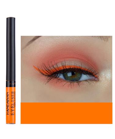 Coloured Eyeliner Matte Liquid Eyeliner Orange Eyeliner Long-Lasting Waterproof Liquid Eye Liner Highly-Pigmented Colourful Eyeliner for Eye Makeup Tools Black White Purple Brown(Only Orange) Orange-07