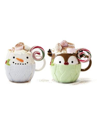 Devon Ceramics Giant Festive Handcrafted Snoman and Rlph Reideer Hot Choclte