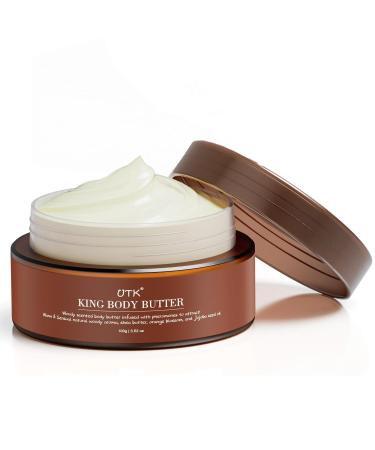 King Body Butter for Men Woody Fragrance & Orange Blossom Organic Shea & Jojoba Seed Oil Moisturizing Formula with All-Day Fragrance for All Skin Types Skincare and Cologne in One(3.5 oz)