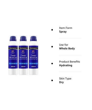 Neutrogena Norwegian Formula Deep Moisture Express Body Mist Moisturizer - 200 ml (Pack of 3) - Buy Online on GoSupps.com