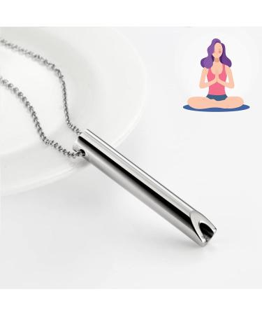 Anxiety Relief Breathing Necklace - Stainless Steel Meditation Practice for Relaxation - Stop Smoking - Calming Gift for Women (Silvery) - Buy Online on GoSupps.com
