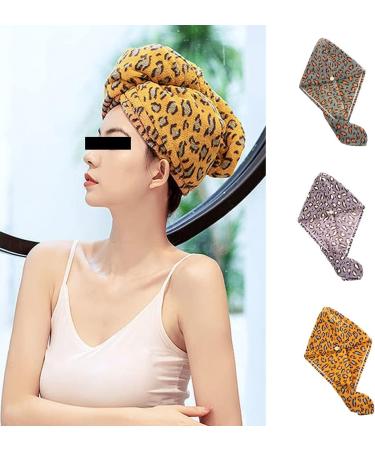 Seloobant Leopard Print Microfiber Towel Set - Super Absorbent Quick Dry Hair Towels (3 Pack) for Ultimate Hair Care - Buy Online on GoSupps.com
