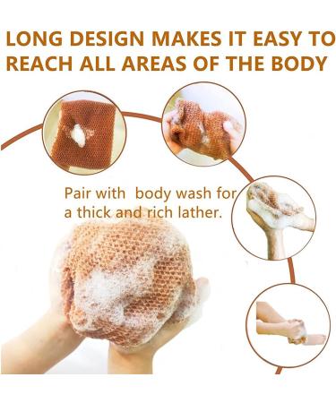 CUHZA 2 bath mesh 2 foam nets exfoliating washcloth shower sponge body exfoliating sponge removes dirt and oil from the skin smoother skin (blue brown) - Buy Online on GoSupps.com