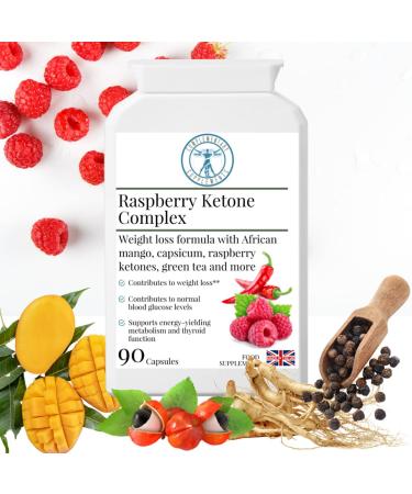 Complementary Supplements - Raspberry Ketones Complex for Weight Loss & Slimming Support Capsicum Glucomannan Ginseng - 11 Synergistic Herbals + Nutrients Vegan 90 Capsules