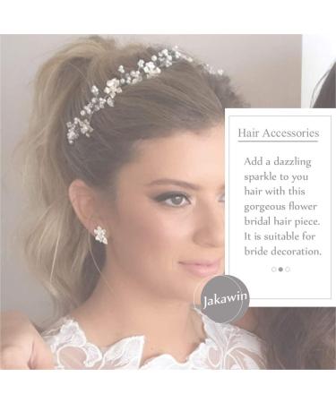 JAKAWIN Silver Bridal Flower Hair Vine Headpiece - Wedding Hair Accessory for Women - Buy Online on GoSupps.com