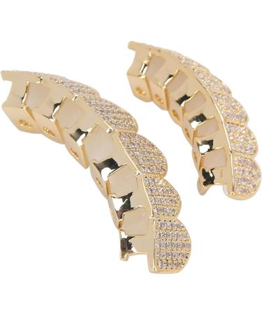 Hip Hop Diamond Braces Set - Gold Plated Copper Bling Decoration for Halloween Party - Buy Online on GoSupps.com