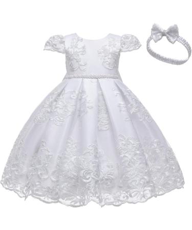 Myrisam Flower Girls Lace Tutu Dress 18-24 Months White - Perfect for Christening, Baptism, Birthday Party, Wedding - Includes Headwear - Buy Online on GoSupps.com