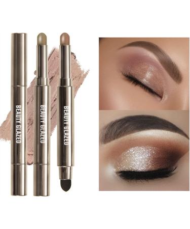 Shimmer Eyeshadow Stick Metallic Creamy Eyeshadow Pencil Crayon Eye Brightener Highlight Makeup Waterproof Long Lasting Cream Eye Shadow (#09 TAUPE) - Buy Online on GoSupps.com
