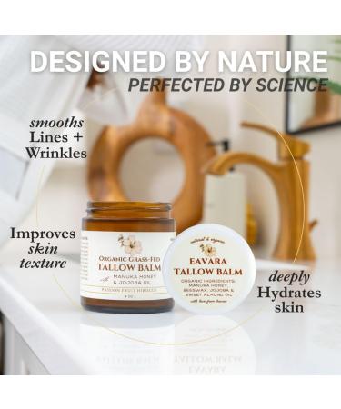 Eavara Cleanser Eye Cream and Tallow Balm for Skin Organic Skincare Trio with Activated Charcoal Coconut Oil Jojoba Oil Manuka Honey and Grass-Fed Tallow Gently Purifies & Soothes Under Eyes - Buy Online on GoSupps.com