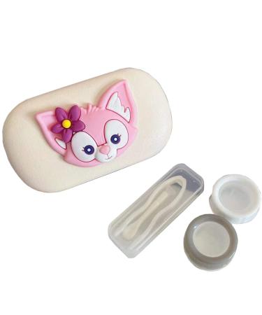 FLYRANGOOV Cute cartoon Princess contact lens etui 4-part portable storage box suitable for trips beautiful contact lens etui (avocado-snow controller box)