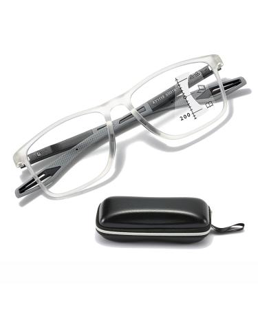 Progressive Multifocus Reading Glasses Men Ladies Anti Blue Light Multifocal with Readers Blue Light Blocking TR90 Eyeglasses For sports reading the newspaper working ( Color : Transparent Size :