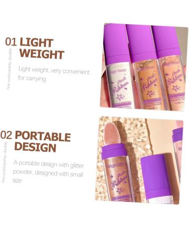 POPETPOP 3pcs Highlight Pat Powder Face Powder Loose Glitter Makeup Glitter for Hair and Body Brighten Voss 13.5x3.3cm Assorted Color - Buy Online on GoSupps.com