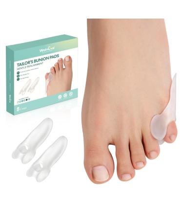 Welnove Tailor's Bunion Corrector Pads - 8 Pack Pinky Toe Protector Bunion Cushion with Separator for Women Men Gel Bunion Shield for Foot Pain Relief(Shield Spacers) Clear Shield Spacers