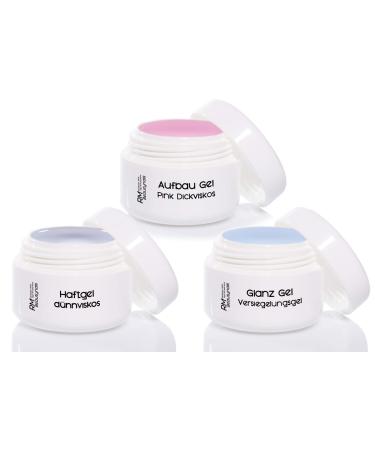 3x5ml UV Gel Set Adhesive Gel Building Gel Pink Thick Sealing Gel 5ml each for Nail Design Set 2