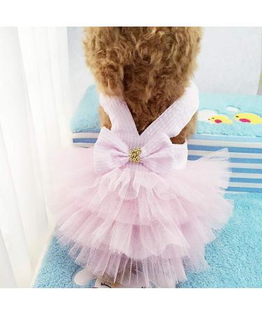 Buy Tonsee Dog Tutu Dress with Bowknot - Striped Lace Dress for Small Dogs - Princess Style Pink Cladding Set - Buy Online on GoSupps.com