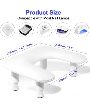Diesisa Nail Arm Rest Hand Rest for Nails with Height Adjustment Soft PU Leather U-Shaped Manicure Armrest Nail Cushion with Detachable Legs Non-Slip Hand Rest Pillow for Nail Tech (White) - Buy Online on GoSupps.com