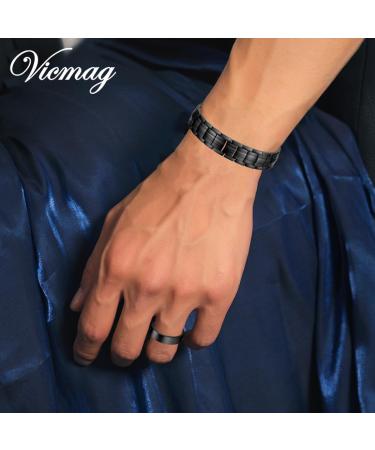 Vicmag Copper Bracelet for Men | Ultra Strength Magnetic Double Row | 99.99% Pure Copper | Adjustable with Tool & Gift Box (Black) - Buy Online on GoSupps.com