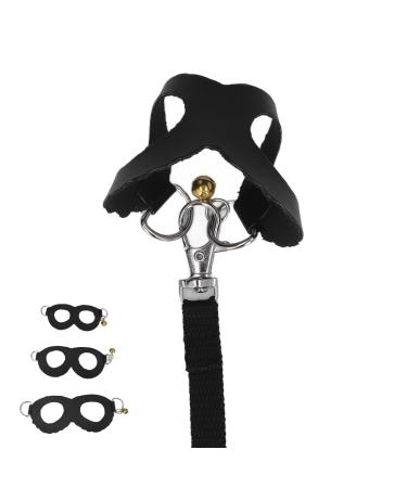 Asixxsix dishwear and leash set hamster dishes and leash set with 3 sizes synthetic leather crockery nylon line and bell for guinea pigs hamsters ferrets chinchilla (black)