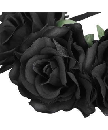 LONTG Halloween Black Flower Crown Headband Hair Wreath Gothic Garland Headpiece Headdress Day of The Dead Costume Accessories Fancy Dress for Halloween Christmas Costume Party Masquerade Hen Party - Buy Online on GoSupps.com