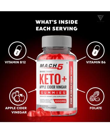 Mach 5 ACV Keto Gummies - Weight Loss Support with Apple Cider Vinegar - 525 MG (60 Gummies) - Buy Online on GoSupps.com