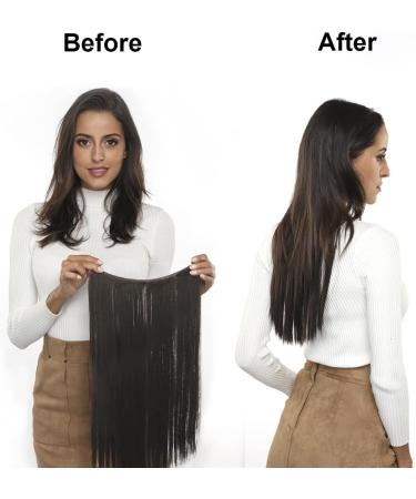 Yamel Invisible Wire Hair Extensions 16 Inch Natural Black Long Silky Straight Synthetic Hairpieces Secret Hair Extensions for Women Black 16 inch - Buy Online on GoSupps.com