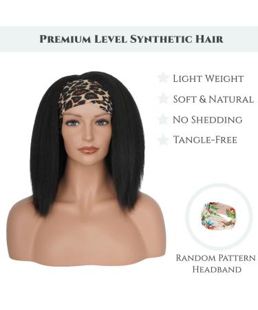 Aminow Kinky Straight Headband Wig - Soft & Natural Human Hair Look - Glueless Long Black Italian Yaki Half Wig 14 for Black Women - Buy Online on GoSupps.com
