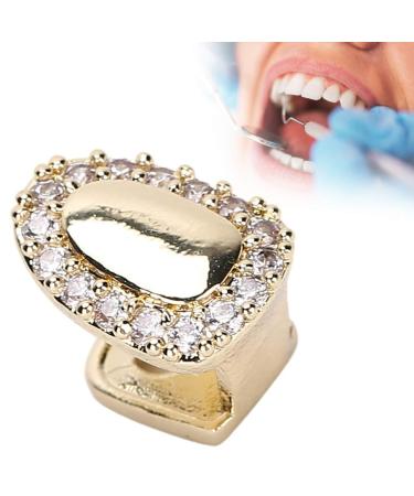 Single tooth for men women cover hip hop silver gold grills for your teeth bling teeth jewelry and accessories for Halloween party show rapper (gold)