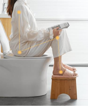 Bamboo Toilet Stool for Adults 6.5 - Non-Slip Bathroom Poop Stool for Healthy Posture - Portable and Original Design (Wood Color) - Buy Online on GoSupps.com