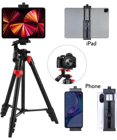53-inch Tablet Tripod - Aluminum Stand for iPad, iPhone, Camera - Lightweight Selfie Stand for Travel - Black - Buy Online on GoSupps.com