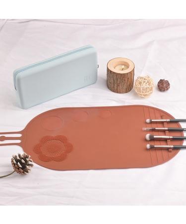 Seyrnicay Makeup Cleaning Mat | Gentle Silicone Makeup Brush Cleanser - Portable Cosmetic Cleaning Pads Scrubber Mat Pad for Foundation & Lip Brush brown - Buy Online on GoSupps.com
