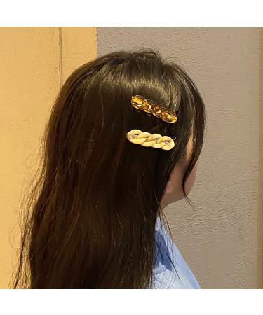 UUYYEO 2 Pairs Acrylic Hair Clips - Trendy Chain Hairpins & Crocodile Hair Accessories for All Hair Types - International Shipping Available - Buy Online on GoSupps.com
