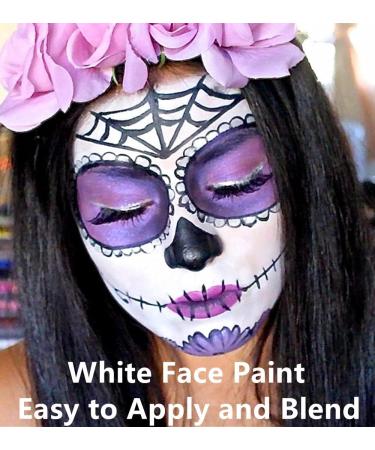 Go Ho White Face Paint 0.88 oz - Safe Water Based Halloween Makeup for Adults & Children - Ideal for Vampire, Skeleton, Clown, Joker SFX Cosplay Costumes - 25g - Buy Online on GoSupps.com